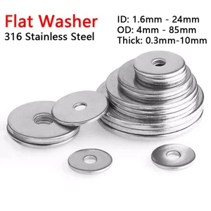 M1.6-M24 Repair Plain Washer Flat Washers A4 Marine Grade 316 Stainless Steel - Bild 1 von 9
