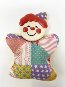 Fisher Price Soft Shakes Clown Patchwork Terry Cloth Rattle 652 Vtg 1982 5” - Picture 1 of 15
