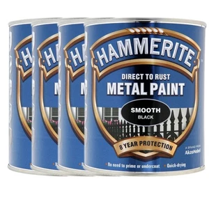 Pintura metálica negra 750 ml Hammerita suave protección contra óxido secado rápido paquete de 4 - Imagen 1 de 2