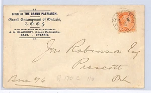 CANADA QV *MASONIC* Cover IOOF GRAND PATRIARCH Galt Ontario 1896 Prescott XW348 - Picture 1 of 12