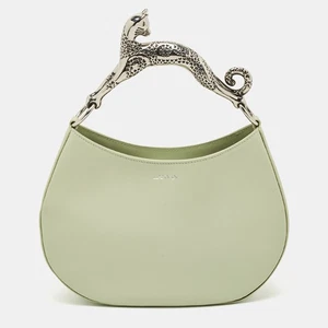 Hobo con mango de gato de cuero verde salvia Lanvin - Imagen 1 de 10