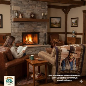 John Wayne Fleece Throw Blanket 50" x 60" Collectible Tin VANDOR American Legend - Picture 1 of 12