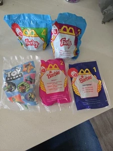 5 Vintage  McDonald’s Bk Unopened LOT Furby Barbie Toy Story - Picture 1 of 10