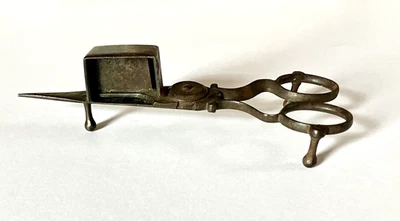 CANDLE SNUFFER SCISSORS Antique 19th Century Wick Cutter Wax Snuffer Metal - Image 1 of 3
