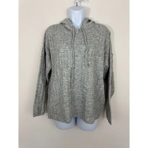 Sweet Romeo Light Heather Gray Ribbed Knit Cropped Hoodie Sweater XS NWT - Picture 1 of 7