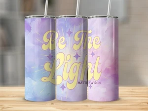 Be the Light Matthew 5:14 Versículo Bíblico 20 OZ Vaso de Metal Flaco con Tapa y Pajita - Imagen 1 de 1