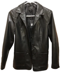 Rag & Bone Drew Kunstleder Blazer Jacke Damen Größe 2 schwarz 4 Knöpfe Neu mit Etikett $ 558 - Bild 1 von 15