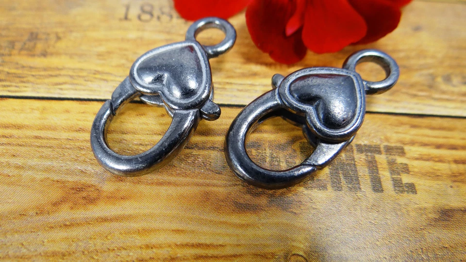 Karabiner XL Verschluss Herz 28x13mm 5 Stück Karabinerveschluss, S129 - Bild 1 von 1