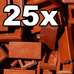 NEW LEGO - TILES - 1 x 2 - Brown Reddish tile x 25 - 1x2 smooth flat tiled - Picture 1 of 1