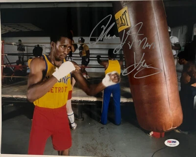 THOMAS HITMAN HEARNS SIGNED BOXING 11X14 PHOTO PSA/DNA - Image 1 of 2