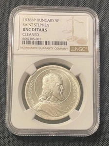 Hungary - 1938 Silver 5 Pengo (NGC Unc Details) - Popular - Picture 1 of 4