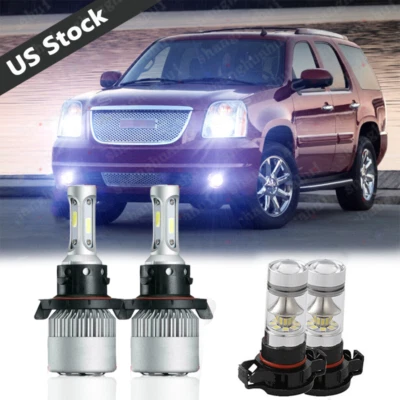 Para GMC Yukon XL 1500 2007-2014 4x faros LED haz alto-bajo + bombillas antiniebla Foto 1 de 4