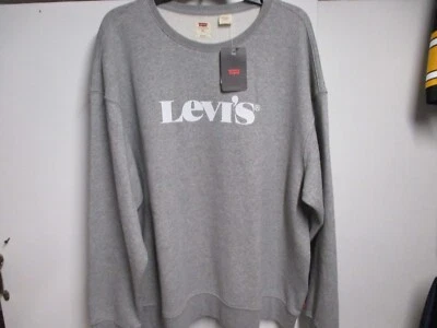 LEVI'S MENS CREW SWEATSHIRT (XL) NW/$55 TAGS GRAY WITH CLASSIC WHITE LOGO GREAT! - Image 1 of 4