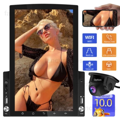 Double 2DIN Vertical 10.1'' Android 10.1 Car GPS WiFi Stereo FM Radio Bluetooth - Image 1 of 4