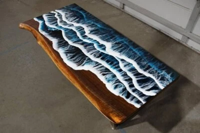 48" x 24" Live Edge Epoxy Table Top - Resin River Coffee Surface - Unique Decor - Image 1 of 4