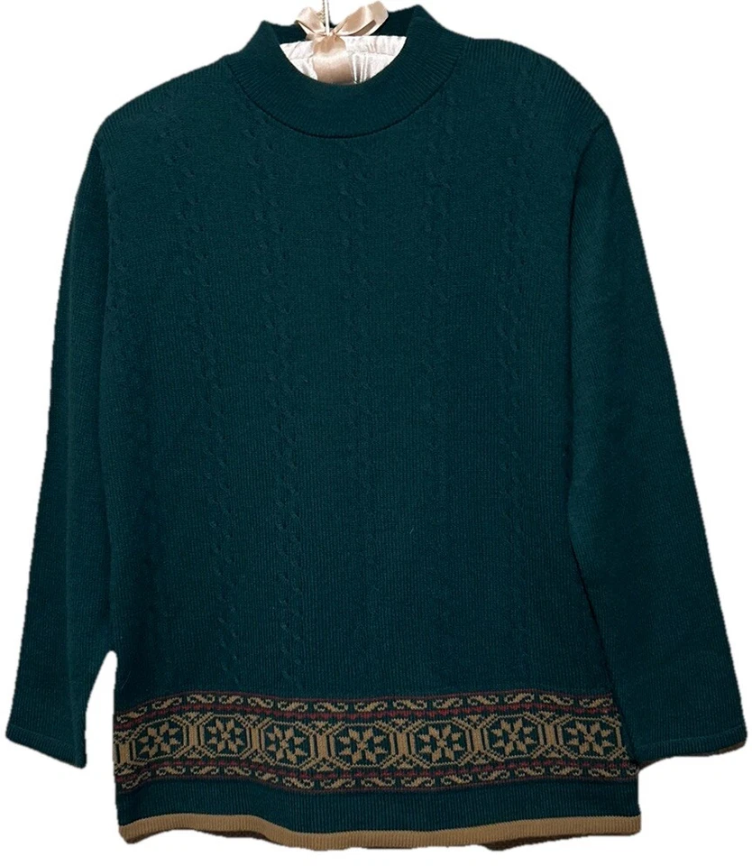 Suéter Lana Lee L/XL Pullover Tejido Verde Oscuro Vintage Hecho en Canadá Para Mujer’s Foto 1 de 4