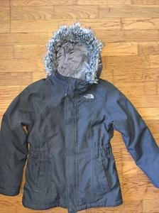 The North Face DryVent 550 Jacket Fur Trim Goose Down Coat Girls XL 18 20 gray - Picture 1 of 6