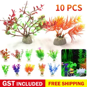 10PCS Artificial Plants Landscape Aquarium Decor Plastic Fish Tank Fake Grass A+ - Picture 1 of 9