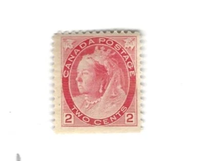 Canada 1900 Numeral 2c Carmine Single with Straight Edge #77bs MH F $65 - Image 1 of 2