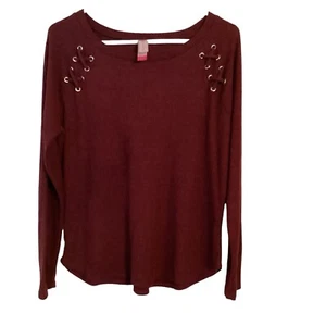 No Boundries Sz XXXL 3XL Laced Shoulder Knit Long Sleeve Pullover Sweater - Picture 1 of 6