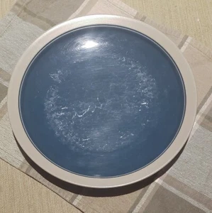 Mikasa CF435 Stone Craft Blue 11" Dinner Plates Set of 2 Stoneware Tan Rim - Picture 1 of 4