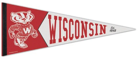 WISCONSIN BADGERS Retro-1950s-Bucky-Style Premium Felt Collectors PENNANT Cover