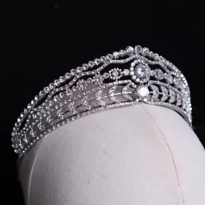 Vintage Silber Krone Tiara Echtmetall Geschenk Geburtstag Diadem Geburtstag Braut - Bild 1 von 3