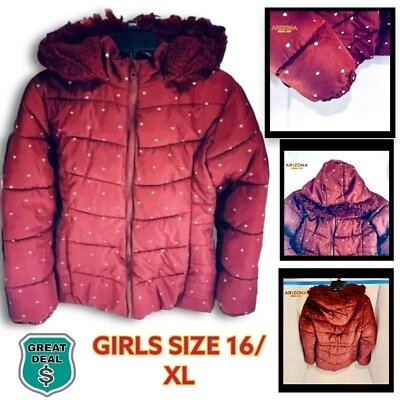 Arizona Jean Co. Girls Winter Coat. Size 16/XL Color: Burgundy. - Image 1 of 4