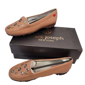 Marc Joseph Women's Mott St. Cafe Cream Grainy Leather Golf Shoes Size 7.5 - Picture 1 of 16