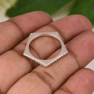 Dual Tone Pentagon Ring 925 Sterling Silver Geometric Daily Wear Ring Jewelry - Picture 1 of 14