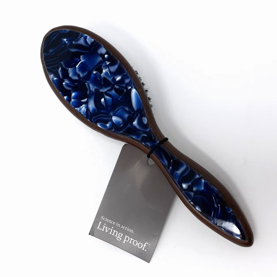 Щетка для волос гладкий кабан деревянная щетина живая доказательство стандартный размер синий коричневый новый - Изображение 1 из 4