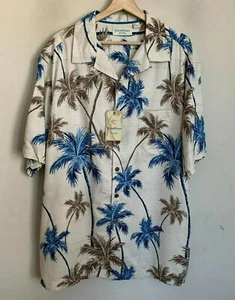 Roundtree Yorke Caribbean Shirt Off White Floral Short Sleeve Button (2 Szs) NEW - Picture 1 of 9