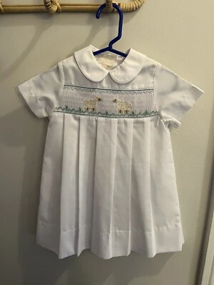 Vestido Sir John By Rosalina Plisado Cuello Bordado Calzoncillo Con Oveja 6M Foto 1 de 4