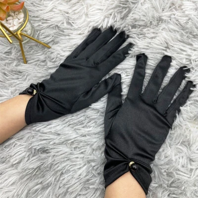 Wrist Length Shortie Satin Stretch Gloves 12 Colors Prom Formal Wedding Soft  ∂ - Image 1 of 4