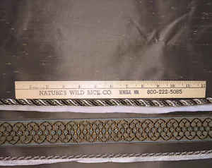Lote de 4 cordones de cinta de tafetán de seda marrón manchado dorado manchado de tela y adorno de costura - Imagen 1 de 2