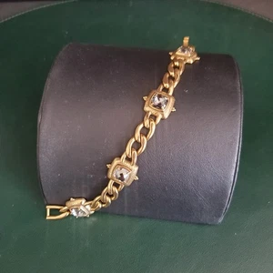 Brighton Affectionate Bracelet Gold Plate with Clear and Gray Accents Signed - Picture 1 of 7