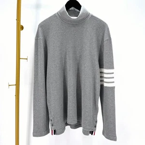 Thom Browne Diagonal Stripe Turtleneck Waffle Knit Gray 148485523 - Picture 1 of 9