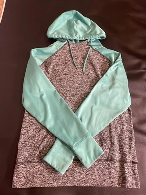 Sudadera con capucha para mujer J America gris verde agujeros para los pulgares elegante cómoda talla XL Foto 1 de 4