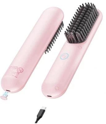 Cordless Hair Straightener Brush, TYMO Porta Straightening Brush for Women Pink - Image 1 of 4
