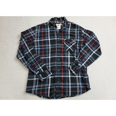 Camisa de franela a cuadros pequeña Levi’s para hombre azul rojo negro manga larga abotonada Foto 1 de 4