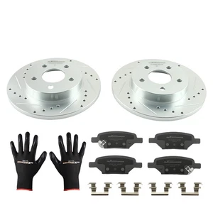 Kit de rotores de freno traseros perforados + pastillas para Saturn Aura 2007-2009/Ion 2004-07 P-1033 - Imagen 1 de 12