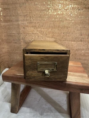 Vintage 1 Drawer Wooden Timecard/Library Card Catalog Box - Image 1 of 4