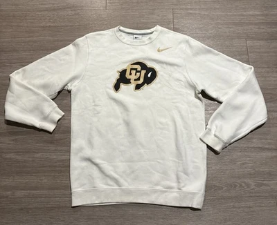 Nike Sweatshirt Men’s Size Small White CU Buffs Logo Colorado Crewneck - WHITE - Image 1 of 4