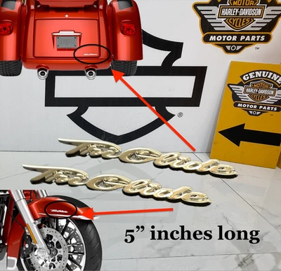 Juego de emblemas de carrocería de maletero trasero Tri Glide OEM Harley Tri Glide cromo triciclo Foto 1 de 4