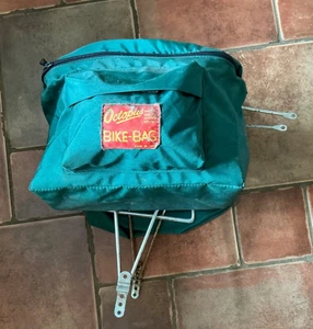 Vintage octopus bicycle green double saddle/pannier bag on metal frame. - Picture 1 of 4