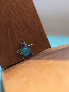 Ancien Charm Pendentif Etoile Ste Vierge Lourdes Email Bleue Argent Massif - Imagen 1 de 2