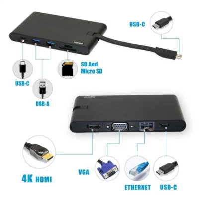 USB-C Docking Station with Power Delivery 9-in-1 Portable Hub 4k HDMI USB 3.0 - Image 1 of 4