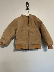 Carhartt Kids Size 4T Distressed Duck Canvas Hooded Jacket Coat Youth - Picture 1 of 5
