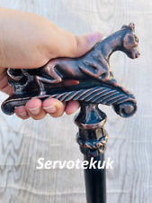 Mango de caballo esculpido en elegante bastón de madera en espiral,...