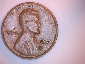 1956 D Wheat Cent Error "Collar Obv. & Rev." W in "WE" - Picture 1 of 5